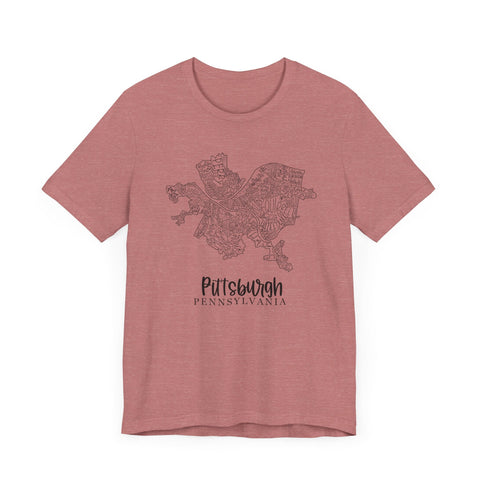 Pittsburgh Topo Word Map Graphic Premium Fit T-shirt T-Shirt - YinzerShop