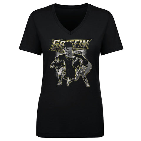 Pittsburgh Trio T-Shirt – Konnor Griffin Cotton V-Neck Tee, Lightweight Short Sleeve Women's V-Neck T-Shirt - YinzerShop