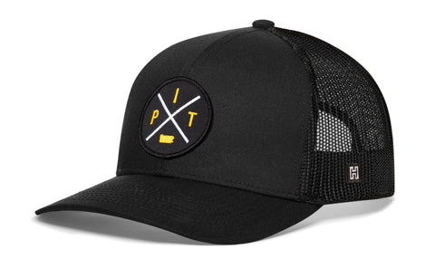 Pittsburgh Trucker Hat | Black PIT X Snapback Trucker - YinzerShop