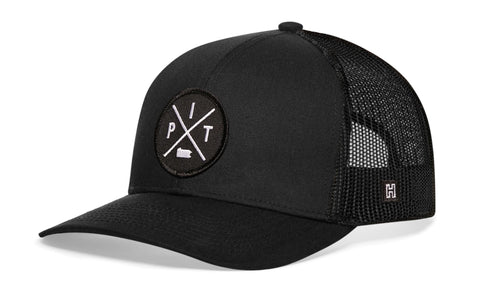 Pittsburgh Trucker Hat | Black PIT X Snapback Trucker - YinzerShop