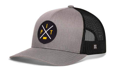 Pittsburgh Trucker Hat | Black PIT X Snapback Trucker - YinzerShop