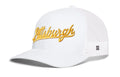 Pittsburgh Trucker Hat – Gold Script Embroidery, Adjustable Snapback Cap | Haka Hat Trucker - YinzerShop