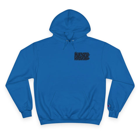 Pittsburgh Typewriter - Print on back - Champion Hoodie Hoodie - YinzerShop