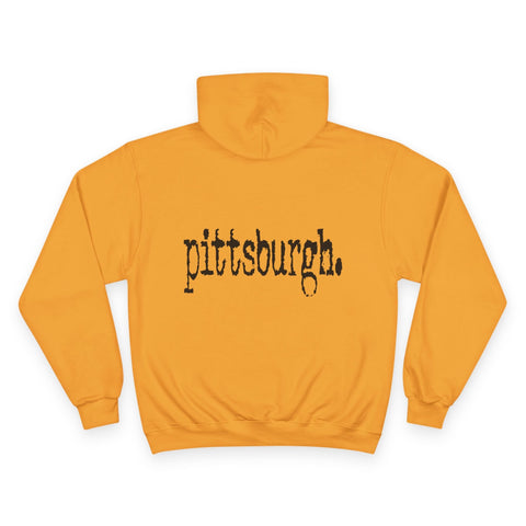 Pittsburgh Typewriter - Print on back - Champion Hoodie Hoodie - YinzerShop