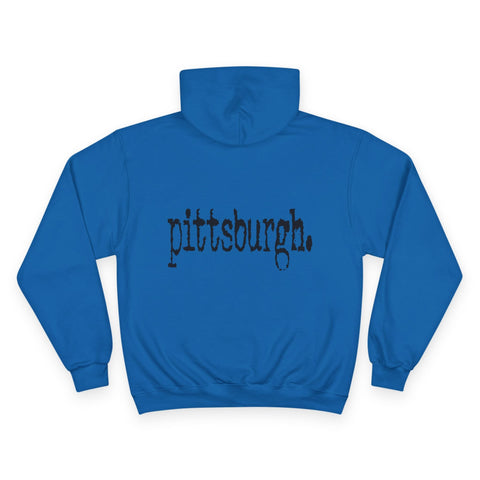 Pittsburgh Typewriter - Print on back - Champion Hoodie Hoodie - YinzerShop