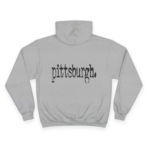 Pittsburgh Typewriter - Print on back - Champion Hoodie Hoodie - YinzerShop