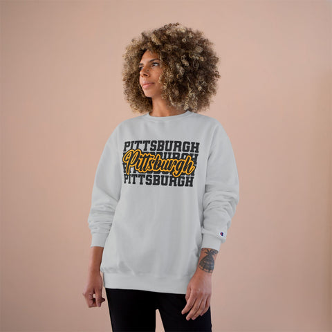 Pittsburgh Typography - Champion Sweatshirt Sweatshirt - YinzerShop