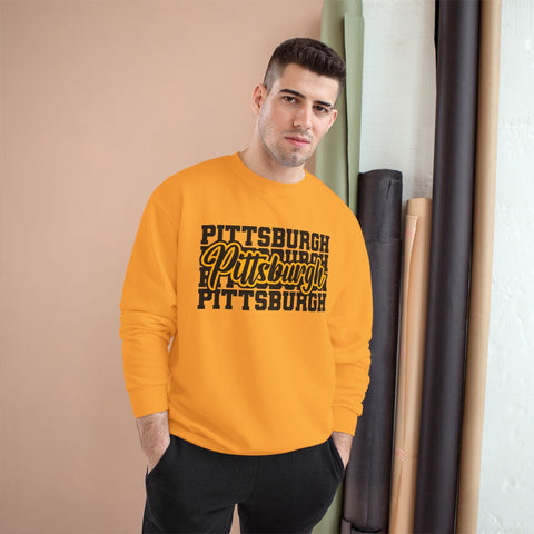 Pittsburgh Typography - Champion Sweatshirt Sweatshirt - YinzerShop