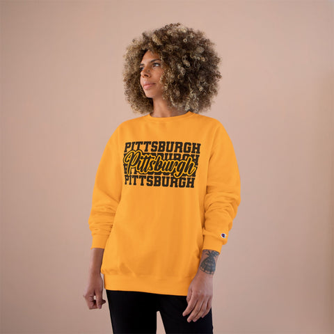 Pittsburgh Typography - Champion Sweatshirt Sweatshirt - YinzerShop
