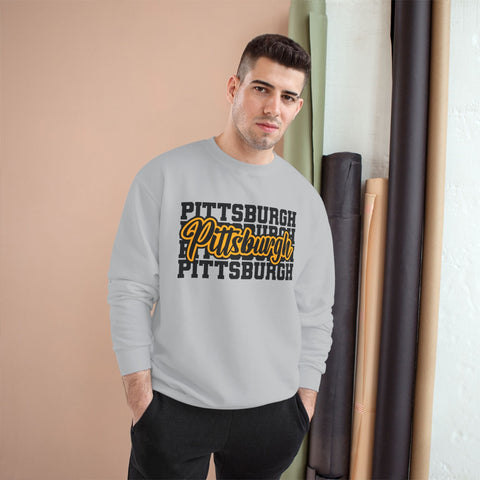 Pittsburgh Typography - Champion Sweatshirt Sweatshirt - YinzerShop