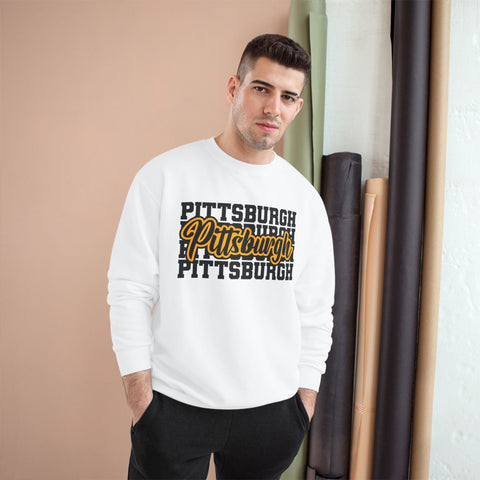 Pittsburgh Typography - Champion Sweatshirt Sweatshirt - YinzerShop