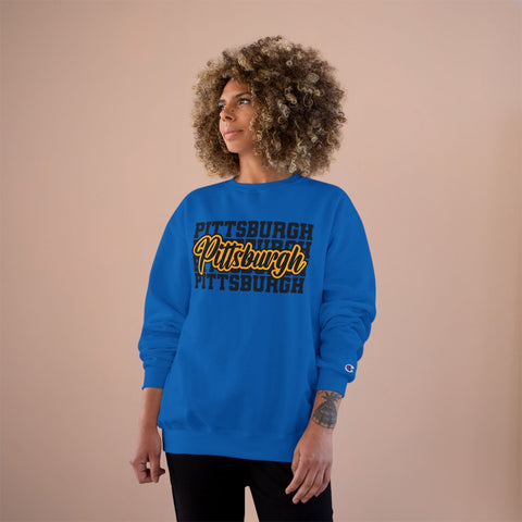 Pittsburgh Typography - Champion Sweatshirt Sweatshirt - YinzerShop