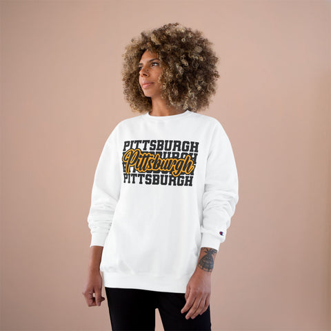 Pittsburgh Typography - Champion Sweatshirt Sweatshirt - YinzerShop
