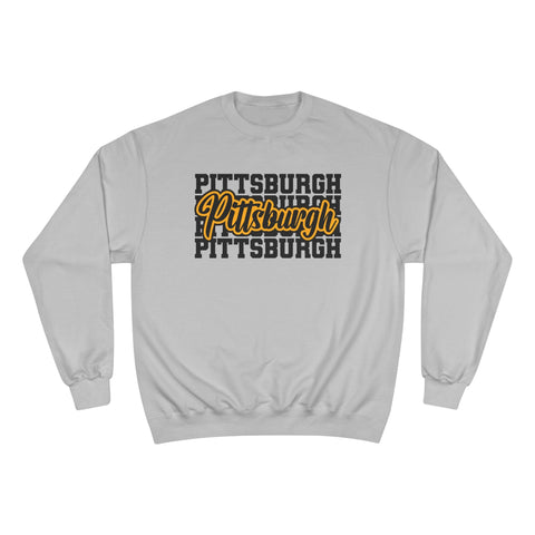 Pittsburgh Typography - Champion Sweatshirt Sweatshirt - YinzerShop