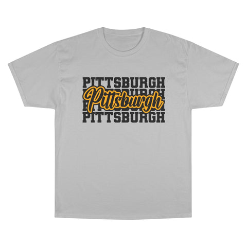 Pittsburgh Typography - Champion T-Shirt T-Shirt - YinzerShop