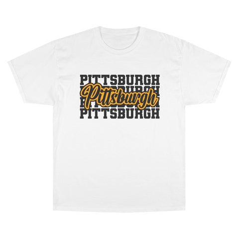 Pittsburgh Typography - Champion T-Shirt T-Shirt - YinzerShop