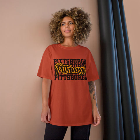Pittsburgh Typography - Champion T-Shirt T-Shirt - YinzerShop