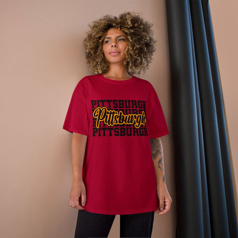 Pittsburgh Typography - Champion T-Shirt T-Shirt - YinzerShop