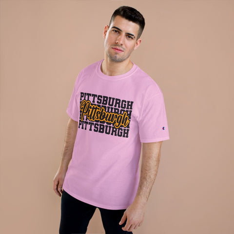 Pittsburgh Typography - Champion T-Shirt T-Shirt - YinzerShop