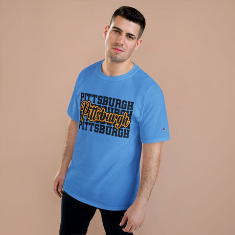 Pittsburgh Typography - Champion T-Shirt T-Shirt - YinzerShop