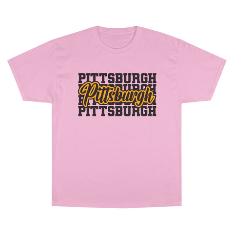 Pittsburgh Typography - Champion T-Shirt T-Shirt - YinzerShop