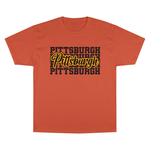 Pittsburgh Typography - Champion T-Shirt T-Shirt - YinzerShop
