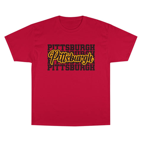 Pittsburgh Typography - Champion T-Shirt T-Shirt - YinzerShop