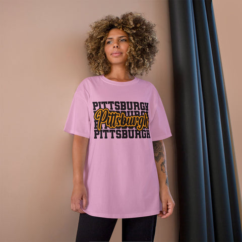 Pittsburgh Typography - Champion T-Shirt T-Shirt - YinzerShop