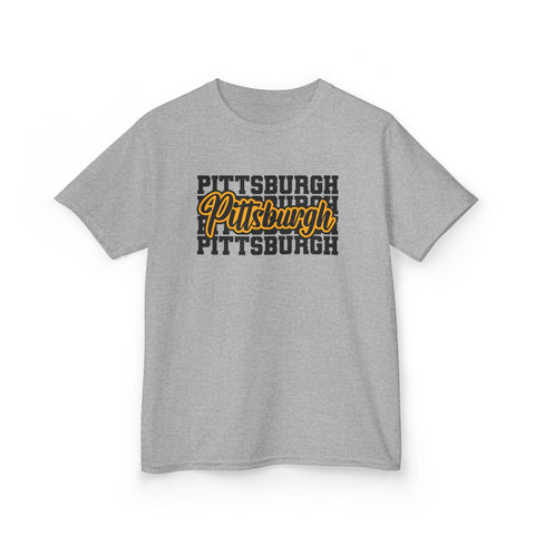 Pittsburgh Typography - Kids Graphic T-Shirt Kids Apparel - YinzerShop