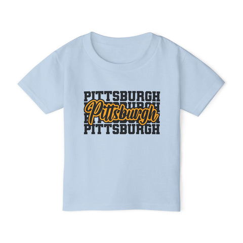 Pittsburgh Typography Script Toddler T-Shirt — Retro City Pride Tee Kids Apparel - YinzerShop