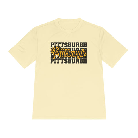Pittsburgh Typography - Sport-Tek Unisex Moisture Wicking Tee T-Shirt - YinzerShop