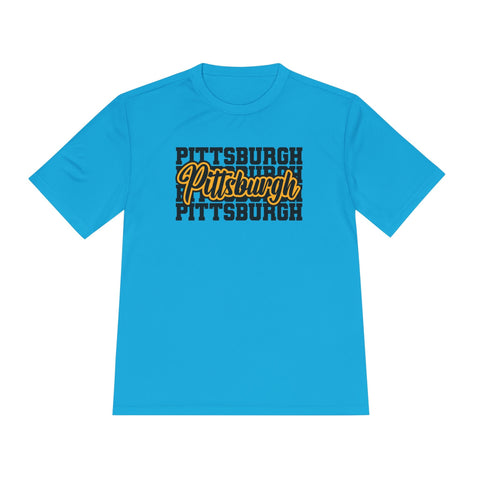 Pittsburgh Typography - Sport-Tek Unisex Moisture Wicking Tee T-Shirt - YinzerShop