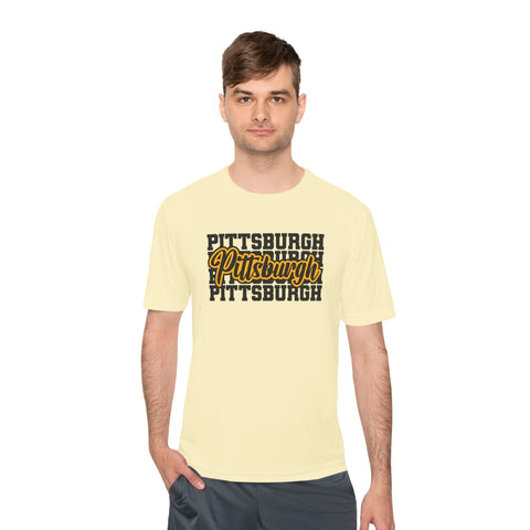 Pittsburgh Typography - Sport-Tek Unisex Moisture Wicking Tee T-Shirt - YinzerShop