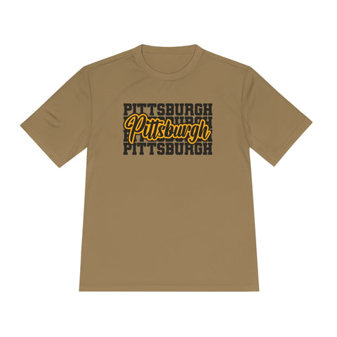 Pittsburgh Typography - Sport-Tek Unisex Moisture Wicking Tee T-Shirt - YinzerShop