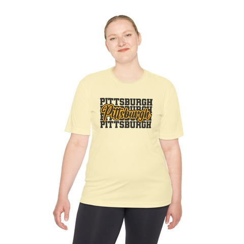 Pittsburgh Typography - Sport-Tek Unisex Moisture Wicking Tee T-Shirt - YinzerShop