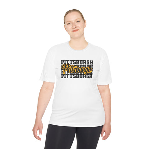 Pittsburgh Typography - Sport-Tek Unisex Moisture Wicking Tee T-Shirt - YinzerShop