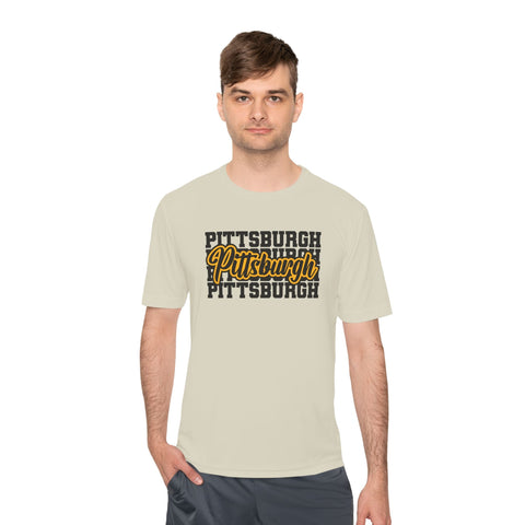 Pittsburgh Typography - Sport-Tek Unisex Moisture Wicking Tee T-Shirt - YinzerShop