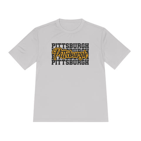 Pittsburgh Typography - Sport-Tek Unisex Moisture Wicking Tee T-Shirt - YinzerShop