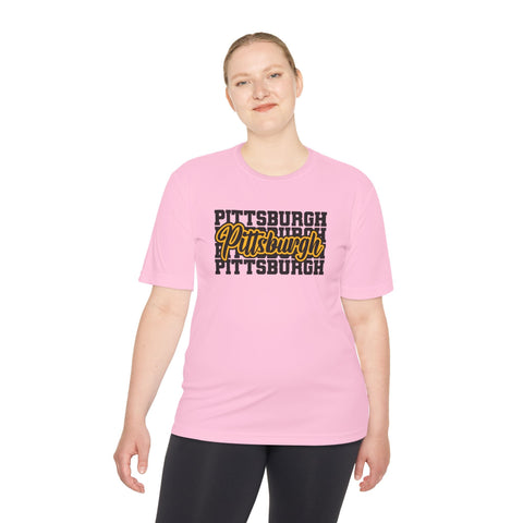Pittsburgh Typography - Sport-Tek Unisex Moisture Wicking Tee T-Shirt - YinzerShop
