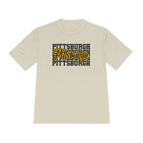 Pittsburgh Typography - Sport-Tek Unisex Moisture Wicking Tee T-Shirt - YinzerShop