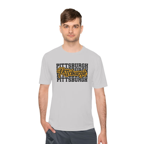 Pittsburgh Typography - Sport-Tek Unisex Moisture Wicking Tee T-Shirt - YinzerShop