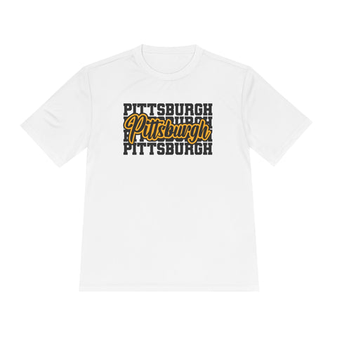 Pittsburgh Typography - Sport-Tek Unisex Moisture Wicking Tee T-Shirt - YinzerShop