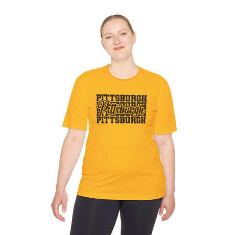 Pittsburgh Typography - Sport-Tek Unisex Moisture Wicking Tee T-Shirt - YinzerShop