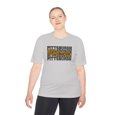 Pittsburgh Typography - Sport-Tek Unisex Moisture Wicking Tee T-Shirt - YinzerShop