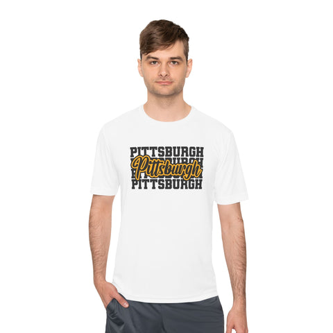 Pittsburgh Typography - Sport-Tek Unisex Moisture Wicking Tee T-Shirt - YinzerShop
