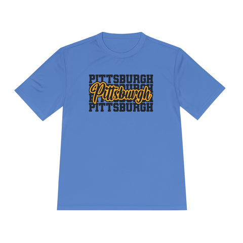 Pittsburgh Typography - Sport-Tek Unisex Moisture Wicking Tee T-Shirt - YinzerShop