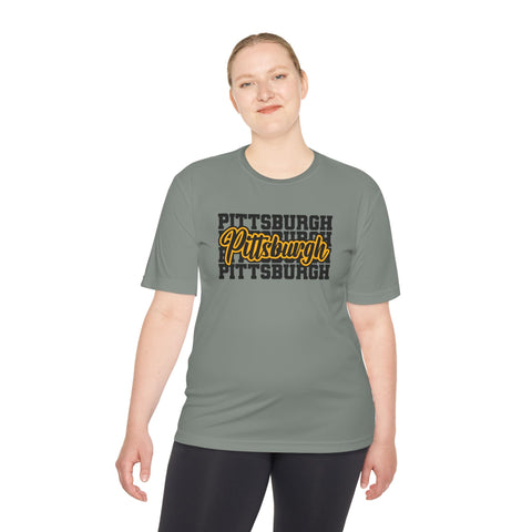 Pittsburgh Typography - Sport-Tek Unisex Moisture Wicking Tee T-Shirt - YinzerShop