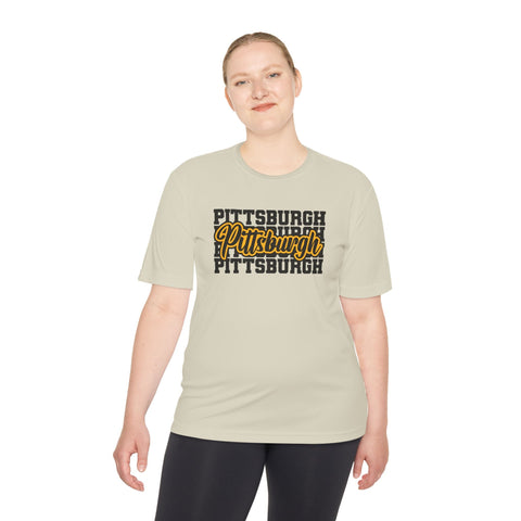 Pittsburgh Typography - Sport-Tek Unisex Moisture Wicking Tee T-Shirt - YinzerShop