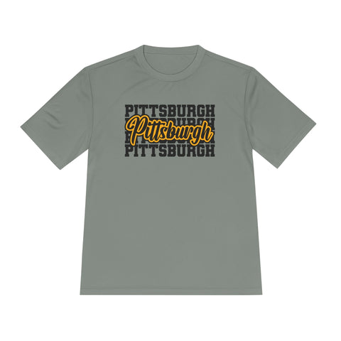 Pittsburgh Typography - Sport-Tek Unisex Moisture Wicking Tee T-Shirt - YinzerShop