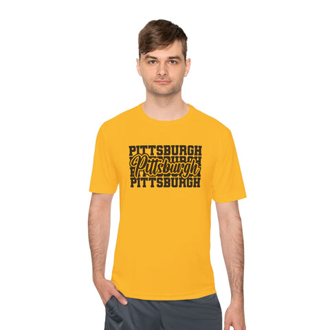 Pittsburgh Typography - Sport-Tek Unisex Moisture Wicking Tee T-Shirt - YinzerShop